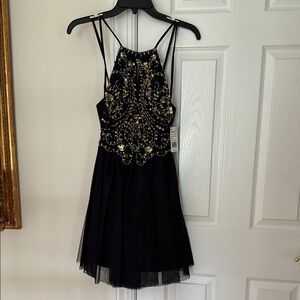 Elegant Blue and Gold Dress